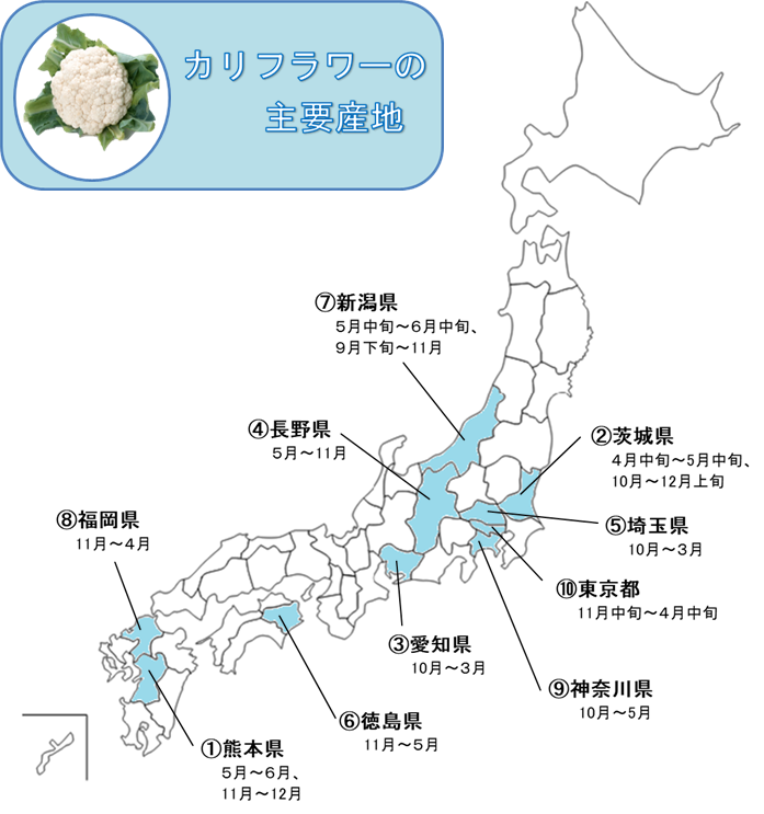 http://vegetan.alic.go.jp/ippan/18yasaimap/shuyousanti/cauliflower/image247.gif