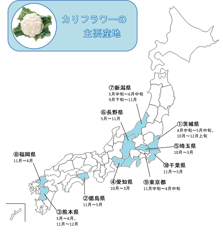 http://vegetan.alic.go.jp/ippan/18yasaimap/shuyousanti/cauliflower/image247.gif